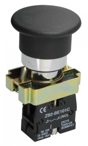 Кнопка LAY5-BS21 "Грибок" черн. 1з ИЭК BBG70-BC-K02 235776