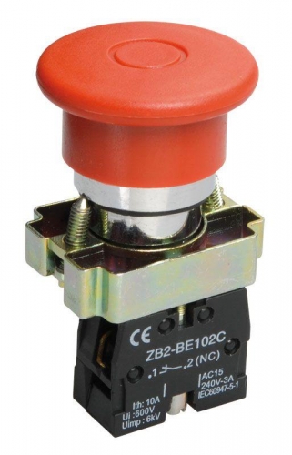 Кнопка LAY5-BT42 "Грибок" аварийн. с фикс. красн. ИЭК BBG80-BT-K04 255115