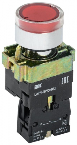 Кнопка LAY5-BW3461 с подсв. красн. 1з ИЭК BBT50-BW-K04 202616