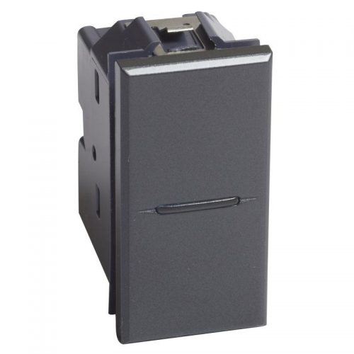 Кнопка аксиальная 1-кл 10А 1мод. Axolute винт. клеммы 1мод. антрацит Leg BTC HS4005N 1215849
