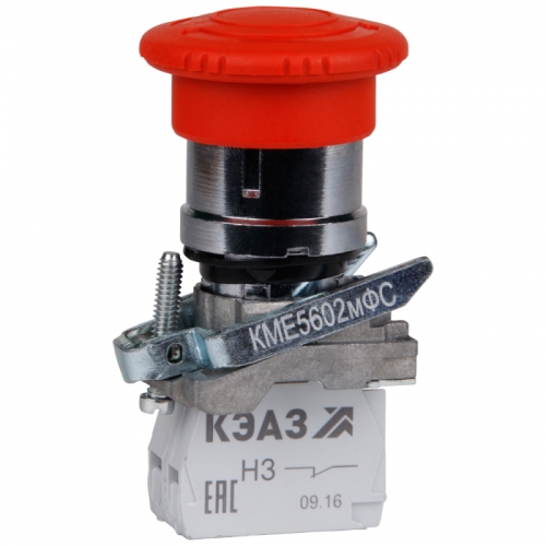 Кнопка КМЕ 5602мФС 0но+2нз гриб. фиксация IP65 красн. КЭАЗ 248264 1214089