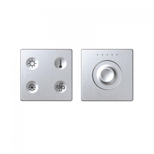 Комплект выключателя 4-кл. сенсорн. + регулятор Т1 KNX; RJ12 алюм. Simon82 Sense 8400653-093 417510