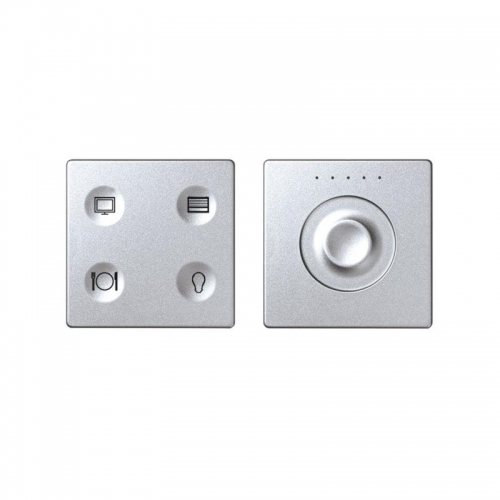 Комплект выключателя 4-кл. сенсорн. + регулятор Т3 KNX; RJ12 алюм. Simon82 Sense 8400655-093 417498