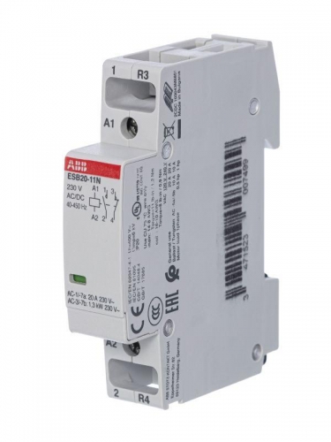Контактор ESB20-11N-06 модульный (20А АС-1 1НО+1НЗ) катушка 230В AC/DC ABB 1SBE121111R0611 1247122