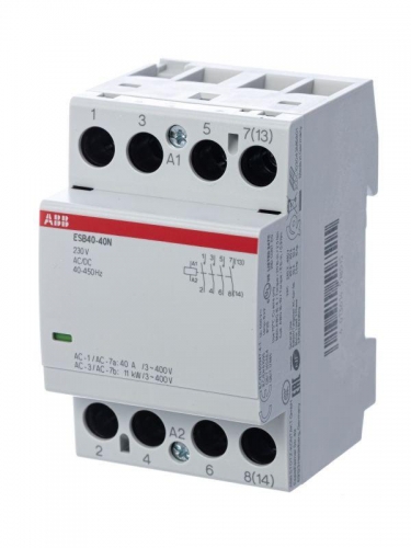 Контактор ESB40-40N-06 модульный (40А АС-1 4НО) катушка 230В AC/DC ABB 1SAE341111R0640 1247183