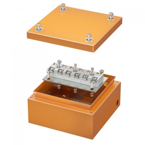 Коробка ответвительная FS 150х150х80мм 6р 450В 20А 10кв.мм нерж. контакт с гладкими стенками и клеммн. IP66 сталь. ДКС FSK30610 439306
