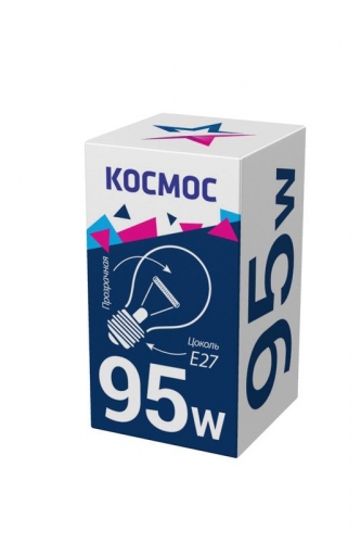 Лампа накаливания A50/A55 95Вт E27 220-240В прозр. КОСМОС LKsmSt55CL95E27v2 246567