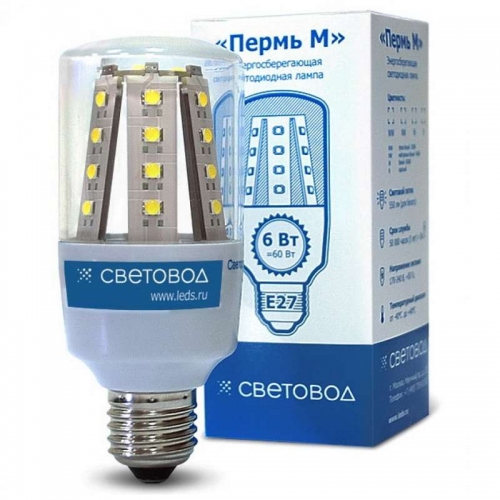Лампа светодиодная "Пермь" М 28-220 6Вт 4000К белый 220В Световод ПМ.009.01 212331