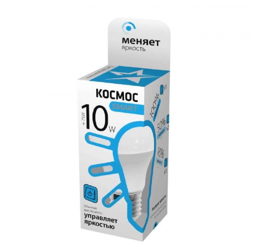 Лампа светодиодная LED A60 10Вт 220В E27 4500К 3 уровня яркости Космос Smart LksmLEDSD10wA60E2745 417275