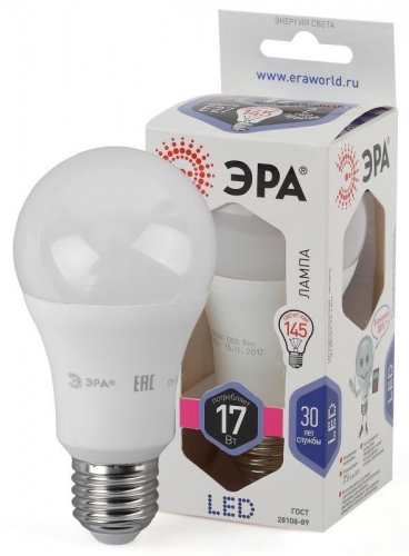 Лампа светодиодная LED A60-17W-860-E27 грушевидная ЭРА Б0031701 1231370