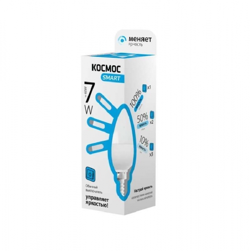 Лампа светодиодная LED CN 7Вт 220В E14 4500К 3 уровня яркости Smart КОСМОС Lksm_LEDSD7wCNE1445 417268
