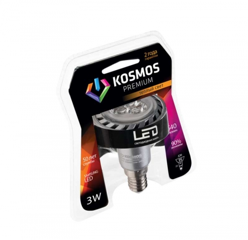 Лампа светодиодная LED KOSMOS premium 3Вт JDR E14 230В 3000К Космос KLED3wJDR230vE1427 235997