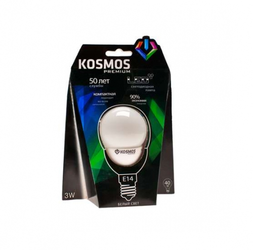 Лампа светодиодная LED KOSMOS premium 3Вт Шар 45мм E14 230В 4500К Космос KLED3wGL45230vE1445 236015