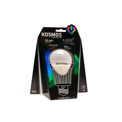 Лампа светодиодная LED KOSMOS premium 6Вт грушевидная A55 E27 230В 4500К Космос KLED6wA55230vE2745 236002
