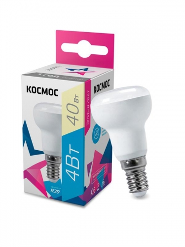 Лампа светодиодная LED R39 4Вт 220В E14 3000К Космос Lksm_LED4wR39E1430 285299