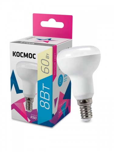 Лампа светодиодная LED R50 8Вт 220В E14 3000К Космос Lksm_LED8wR50E1430 285301