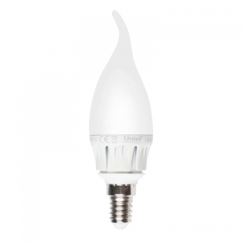 Лампа светодиодная LED-CW37-6Вт/WW/E14/FR ALM01WH пластик Uniel 08137 413387