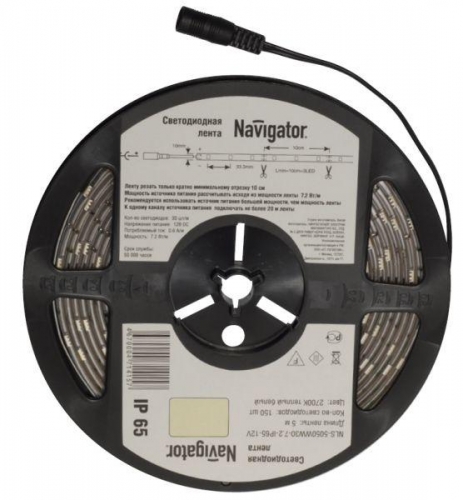 Лента светодиодная 71 414 NLS-5050WW30-7.2 IP20 12B R5 7.2Вт/м (уп.5м) Navigator 71414 220227