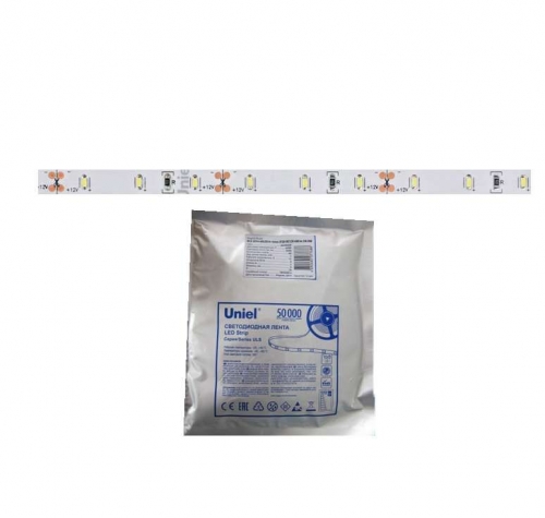 Лента светодиодная гибкая ULS-3014-60LED/m-6mm-IP20-DC12V-6W/m-5M-DW на самоклеящейся основе IP20 угол излучения 120град. 4500К 6Вт/м (уп.5м) Uniel 11051 485041
