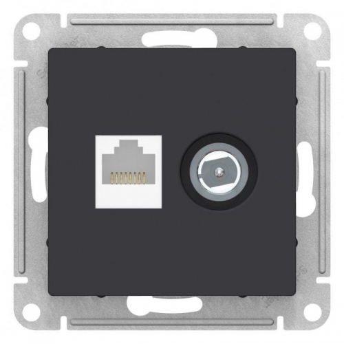 Механизм розетки 2-м ATLAS DESIGN комп. RJ45 кат.5E+TV карбон SchE ATN001089 1240558