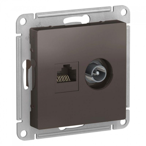Механизм розетки 2-м ATLAS DESIGN комп. RJ45 кат.5E+TV мокко SchE ATN000689 1240386