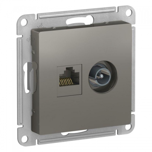 Механизм розетки 2-м ATLAS DESIGN комп. RJ45 кат.5E+TV сталь SchE ATN000989 1240515