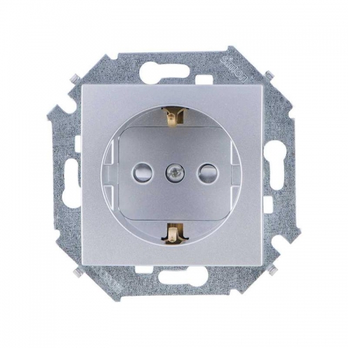 Механизм розетки Schuko Simon15 16А 250В 2P+E защ. шторки винт. зажим алюм. Simon 1591443-033 392110