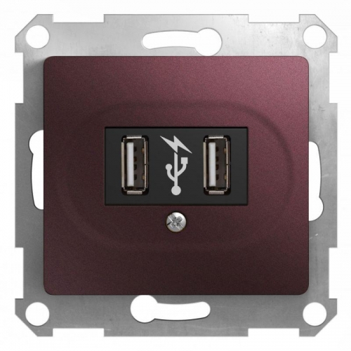 Механизм розетки USB 2-м Glossa баклажан. SchE GSL001132 454497