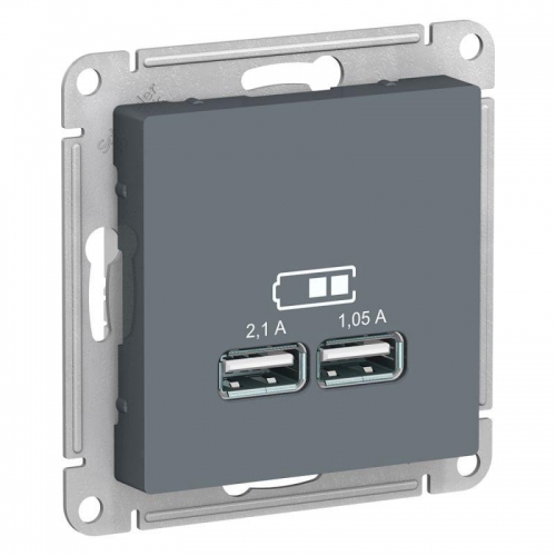 Механизм розетки USB ATLAS DESIGN 5В 1порт х 2.1А 2порта х 1.05А грифель SchE ATN000733 1240407