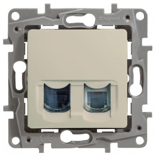 Механизм розетки комп. + телеф. 1-м СП Etika RJ11 + RJ45 CAT.5 UTP сл. кость Leg 672352 1066937