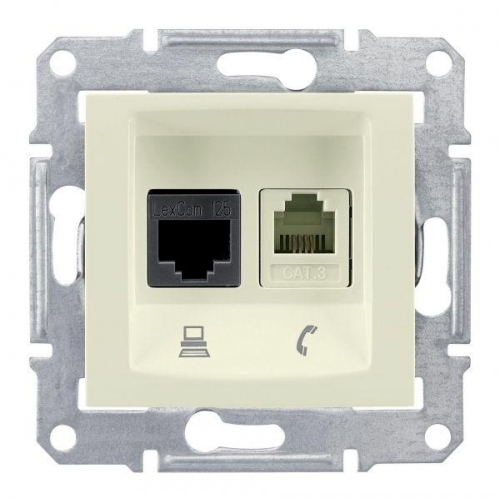 Механизм розетки комп. + телеф. 1-м СП Sedna RJ11 + RJ45 беж. SchE SDN5100147 211825