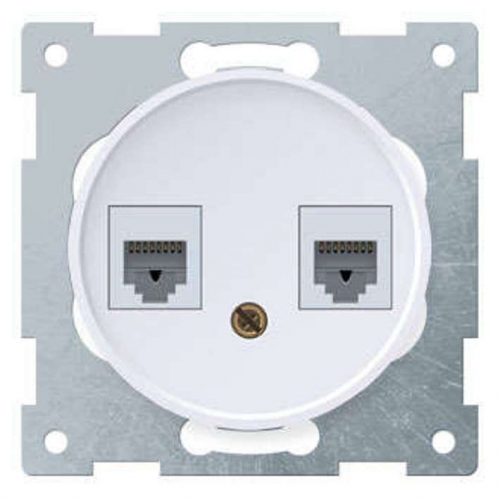 Механизм розетки комп. + телеф.2-м СП Florence RJ11/RJ45 кат.5e бел. OneKeyElectro 2172771 467462