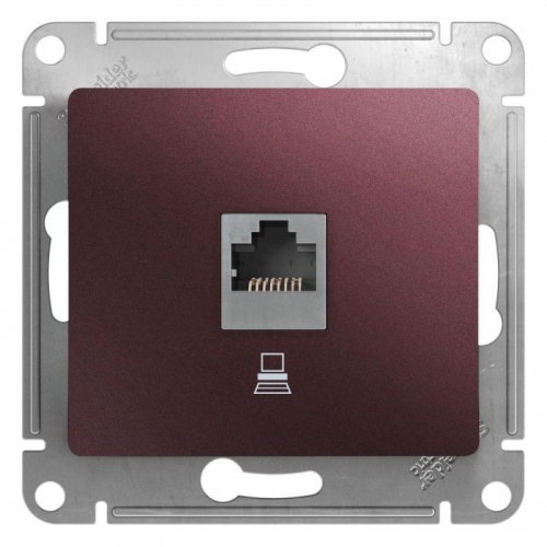 Механизм розетки комп. 1-м Glossa RJ45 кат.5е баклажан. SchE GSL001181K 463611