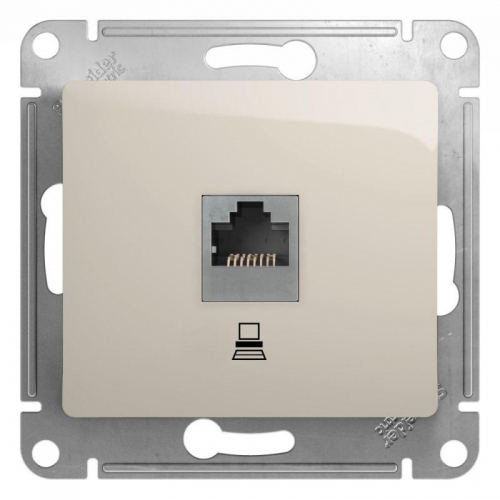 Механизм розетки комп. 1-м Glossa RJ45 кат.5е молочн. SchE GSL000981K 463627