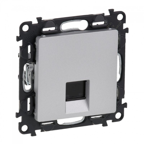 Механизм розетки комп. 1-м Valena Life RJ45 CAT.6 UTP с лицевой панелью алюм. Leg 753642 1181865