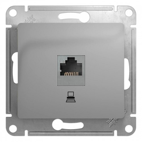 Механизм розетки комп. 1-м СП Glossa RJ45 CAT.5E алюм. SchE GSL000381K 1063757