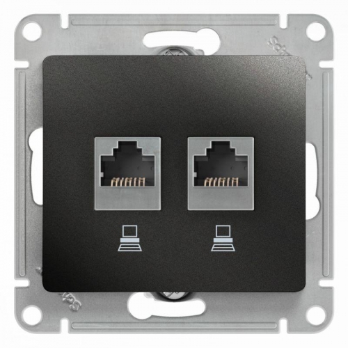 Механизм розетки комп. 2-м Glossa RJ45+RJ45 кат.5е антрацит SchE GSL000785KK 463572