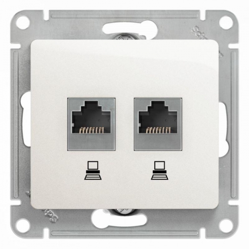 Механизм розетки комп. 2-м Glossa RJ45+RJ45 кат.5е перламутр SchE GSL000685KK 463573