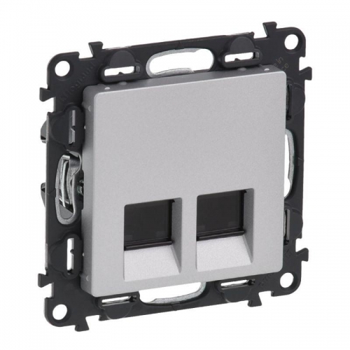 Механизм розетки комп. 2-м Valena Life RJ45 CAT.6 UTP с лицевой панелью алюм. Leg 753643 1181846