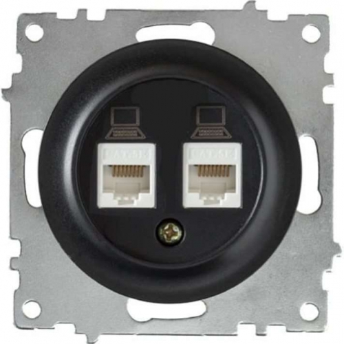 Механизм розетки комп. 2-м СП Florence RJ45 кат.5e черн. OneKeyElectro 2172818 467461