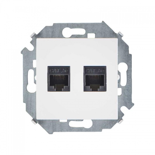Механизм розетки комп. Simon15 2мод. RJ45 CAT.5E (AMP) бел. Simon 1591552-030 392122
