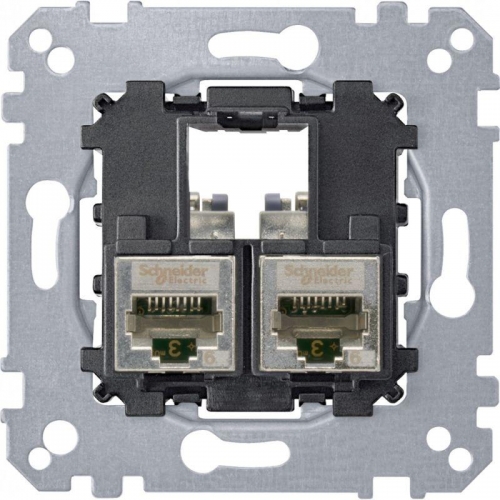Механизм розетки комп. СП Merten Actassi RJ45 + RJ45 CAT.6A STP SchE MTN4576-0022 1116142