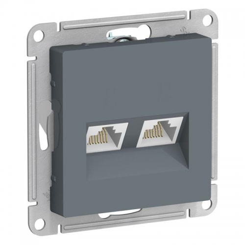 Механизм розетки компьютерной 2-м ATLAS DESIGN RJ45 + RJ45 кат.5e грифель SchE ATN000785 1240427
