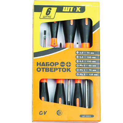 Набор отверток оранж. серия 6 предметов (блистер) SHTOK 09903 160210