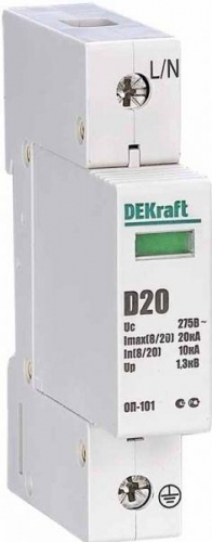 Ограничитель перенапряжения ОП-101 1P 20кА D 275В DEKraft 18013DEK 1113559