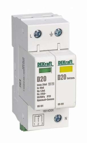 Ограничитель перенапряжения ОП-101 2P 40кА C 420В DEKraft 18016DEK 1113562