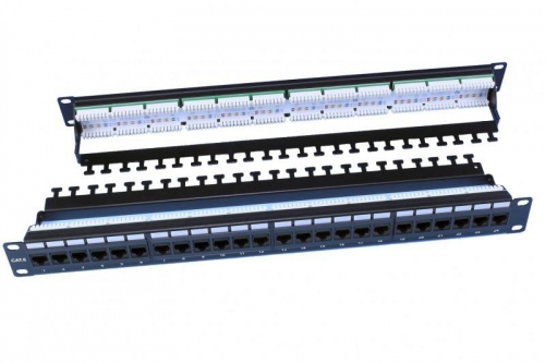 Патч-панель PP3-19-24-8P8C-C6-110D 19дюйм 1U 24 порта RJ45 кат. 6 Dual IDC ROHS черн. (задний кабельн. организатор в компл.) Hyperline 246107 404990