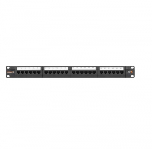 Патч-панель19дюйм 1U 24 порта кат.6 (класс E) 250МГц RJ45/8P8C 110/KRONE T568A/B неэкран. с органайзером черн. NIKOMAX NMC-RP24UE2-1U-BK 494166