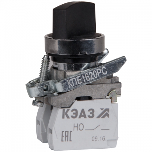 Переключатель КПЕ1620РС 2но+0нз ручка фикс 2поз IP65черн. КЭАЗ 248265 1214482