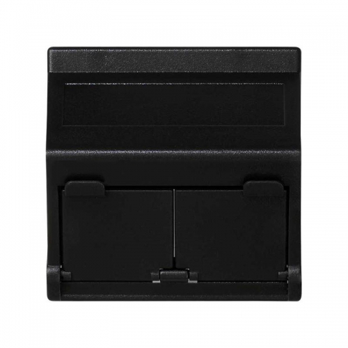 Плата наклонная защ. шторки на 2-мод. MD (RJ45 оптоволокно) 45х45мм графит Simon Connect KB80-14 394139